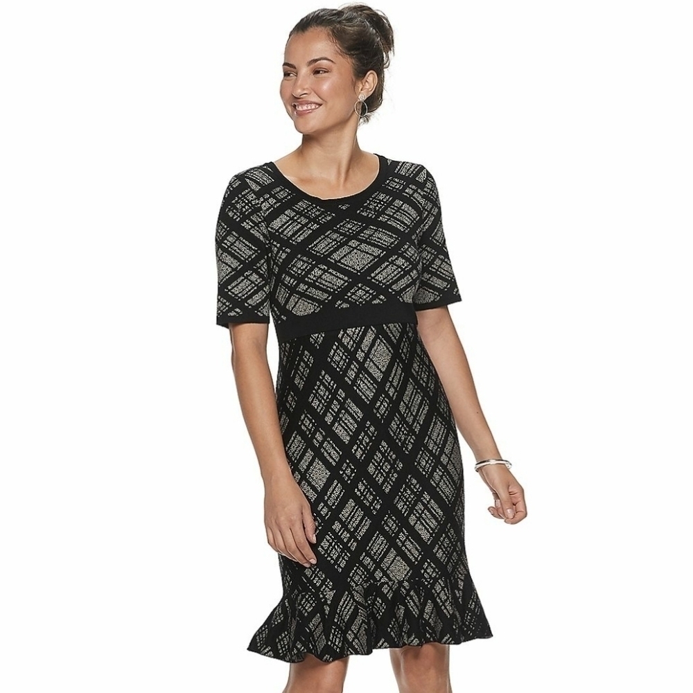 NWT Nina Leonard Women's Plaid Flounce-Hem Dress - Size XL